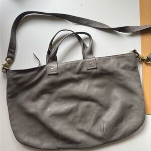 Clare V Gray Leather Shoulder Bag
